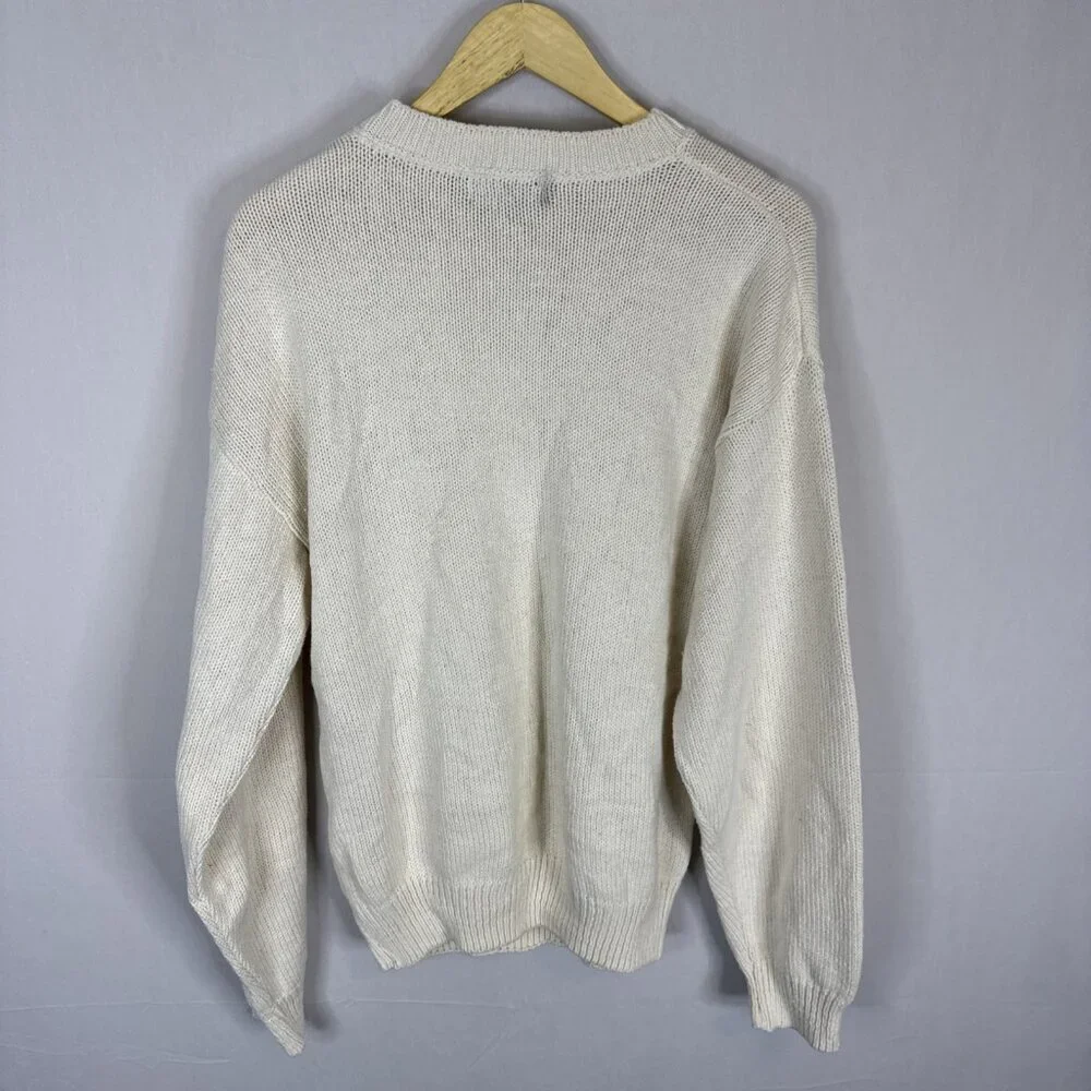 Vintage 1980s‎ Eddie Bauer Cream Sailboat Knit Sweater Made in USA NWT Sz S